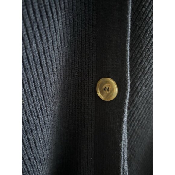 Tahari Cardigan Sweater Ribbed Knit Preppy Button Up Soft Navy Womens Small - Picture 3 of 10